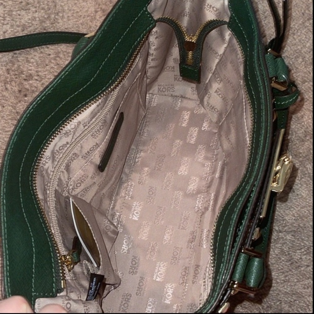 Michael Kors Green Traveler Studded Satchel/ Crossbody Bag - Picture 13 of 17